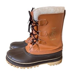 Sorel Kaufman Scout Snow Boots Brown Leather Size 8